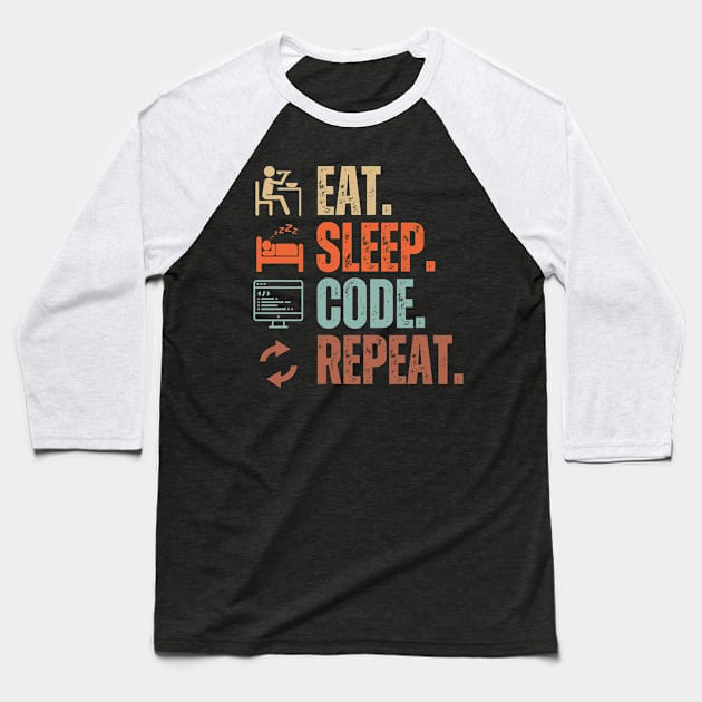 Eat Sleep Code Repeat Baseball T-Shirt by Daz Art & Designs